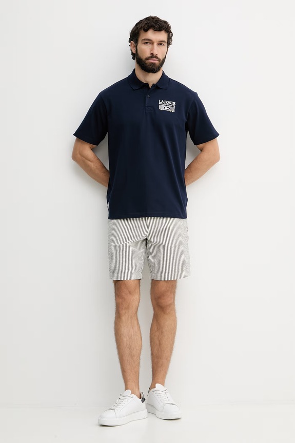 Lacoste polo męskie bawełniane z elastanem PH0379 granatowy SS26
