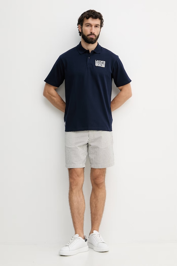 Lacoste polo męskie bawełniane z elastanem PH0379 granatowy SS26