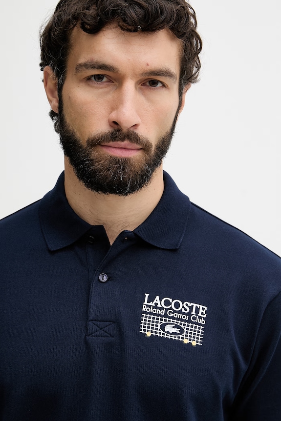 Lacoste polo męskie bawełniane z elastanem granatowy PH0379