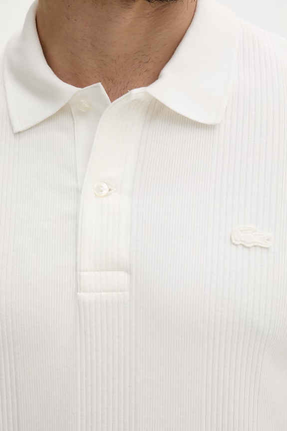 Lacoste polo męskie bawełniane z elastanem DH2195 biały
