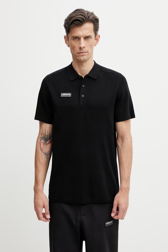 adidas Originals x SPZL sweater-style polo shirt with viscose Men's black KF6812