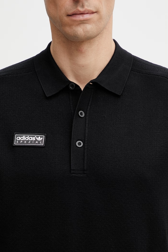 adidas Originals x SPZL sweater-style polo shirt with viscose Men's black KF6812