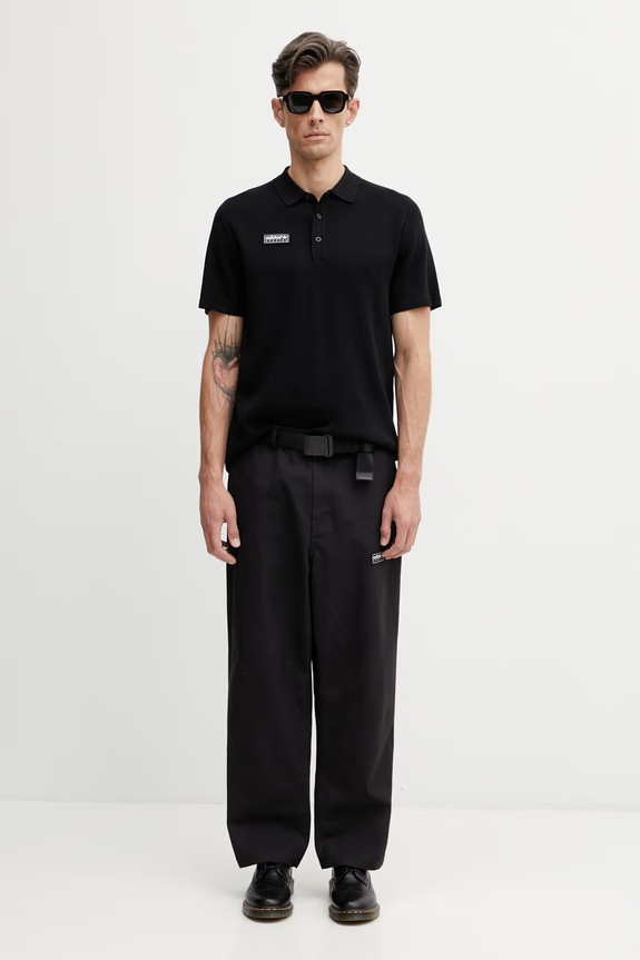 adidas Originals x SPZL sweater-style polo shirt with viscose Men's KF6812 black