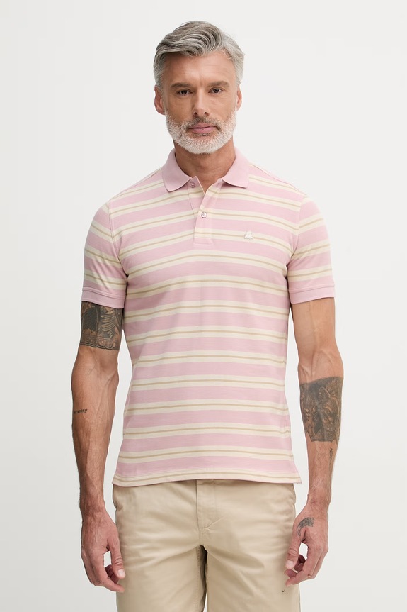 United Colors of Benetton polo męskie bawełniane różowy 3UTCU302S