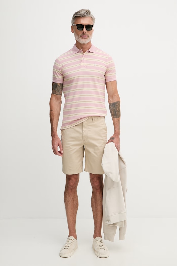 United Colors of Benetton polo męskie bawełniane 3UTCU302S różowy SS26