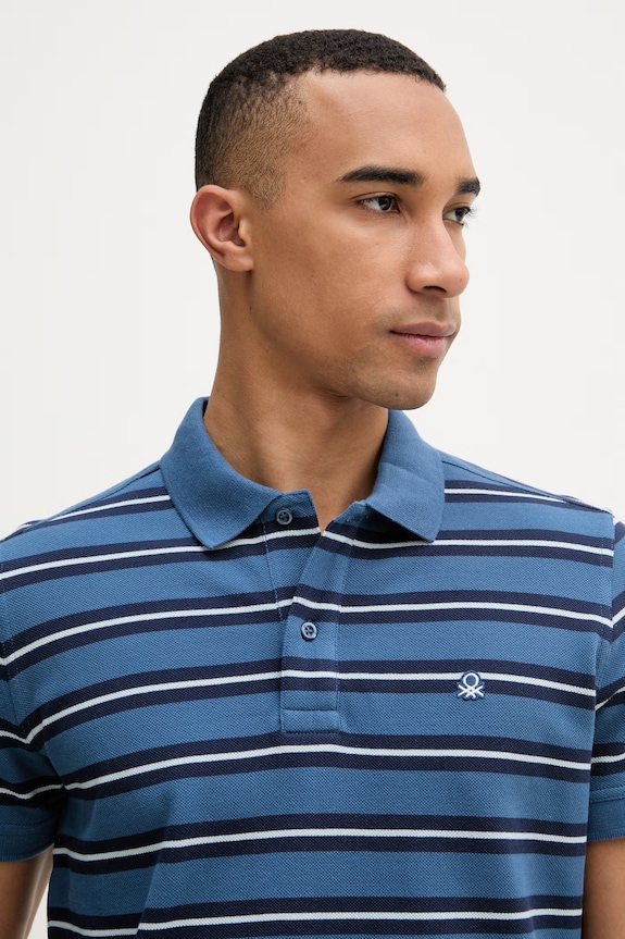 United Colors of Benetton polo męskie bawełniane niebieski 3UTCU302S