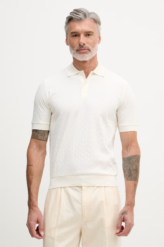 United Colors of Benetton polo tričko pánske bavlnené s elastanom béžová 33T4U302T