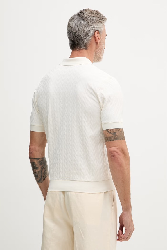 Oblečenie United Colors of Benetton polo tričko pánske bavlnené s elastanom 33T4U302T béžová