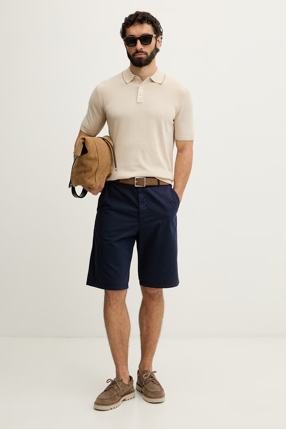 United Colors of Benetton pletena polo majica muška od pamuka 1X56K301S bež SS26
