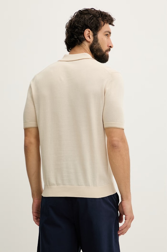 Odjeća United Colors of Benetton pletena polo majica muška od pamuka 1X56K301S bež