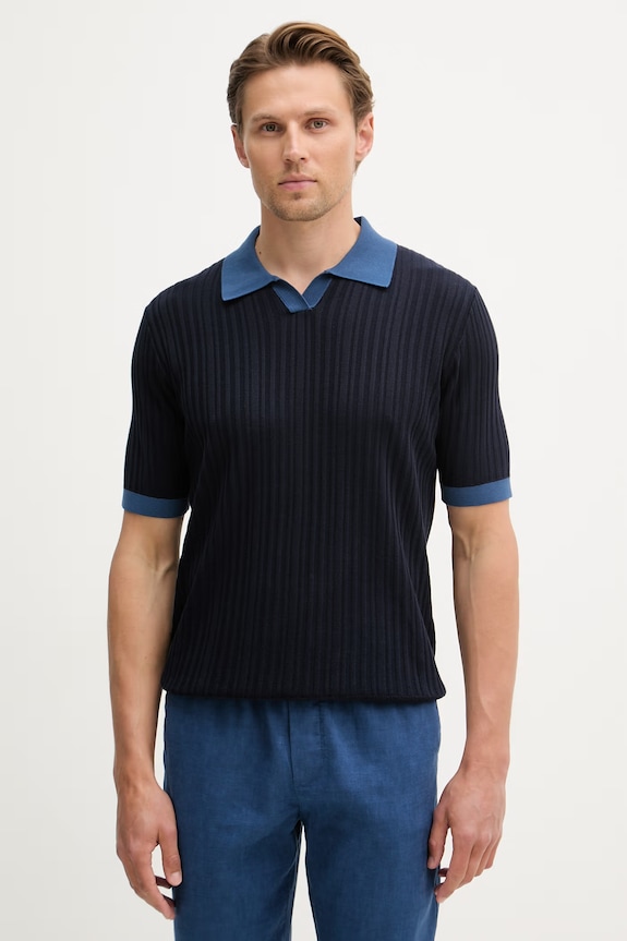 United Colors of Benetton polo za muškarce od pamuka mornarsko plava 1X56U301V