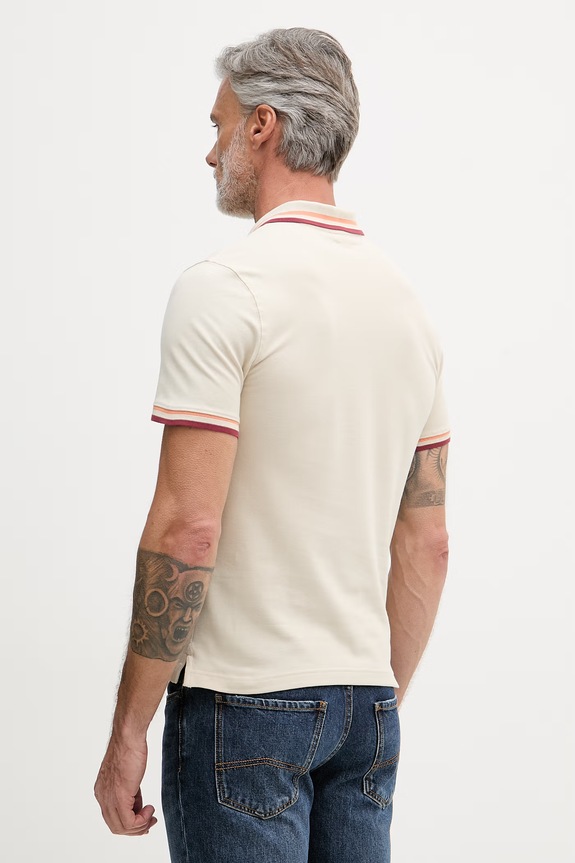 Odjeća United Colors of Benetton polo muški od pamuka s elastanom 3F9HU302W bež