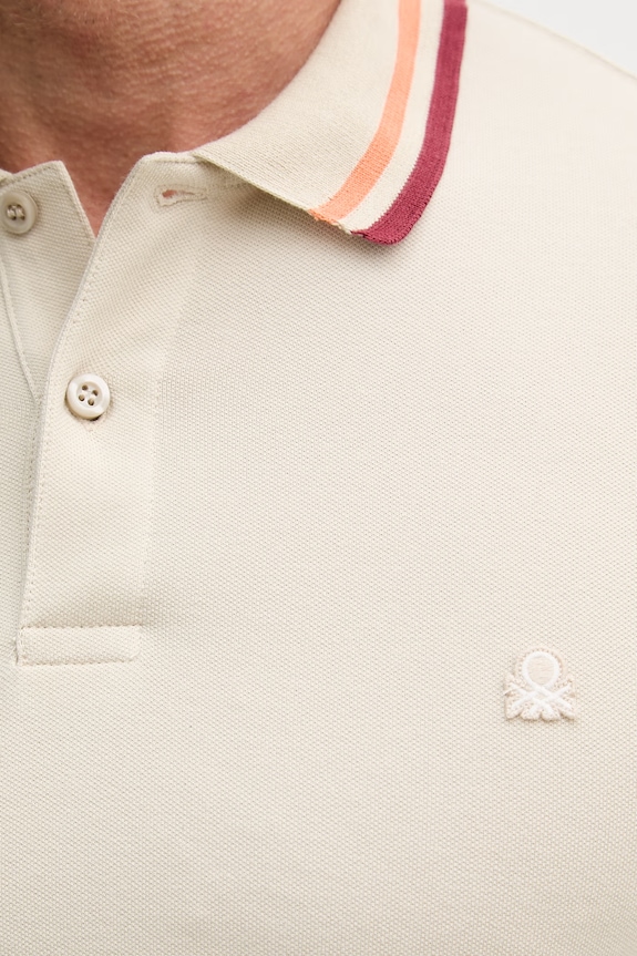 United Colors of Benetton polo muški od pamuka s elastanom 3F9HU302W bež