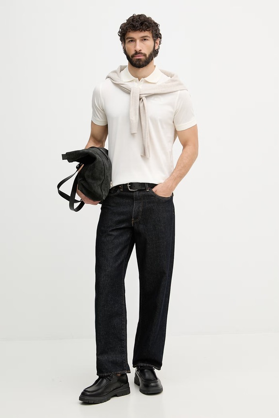Karl Lagerfeld polo pentru bărbați, din bumbac 562200.745400 bej SS26