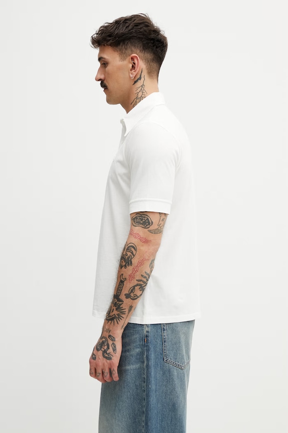 MM6 Maison Margiela polo din bumbac pentru bărbați SH2GL0011.M20108 alb SS26