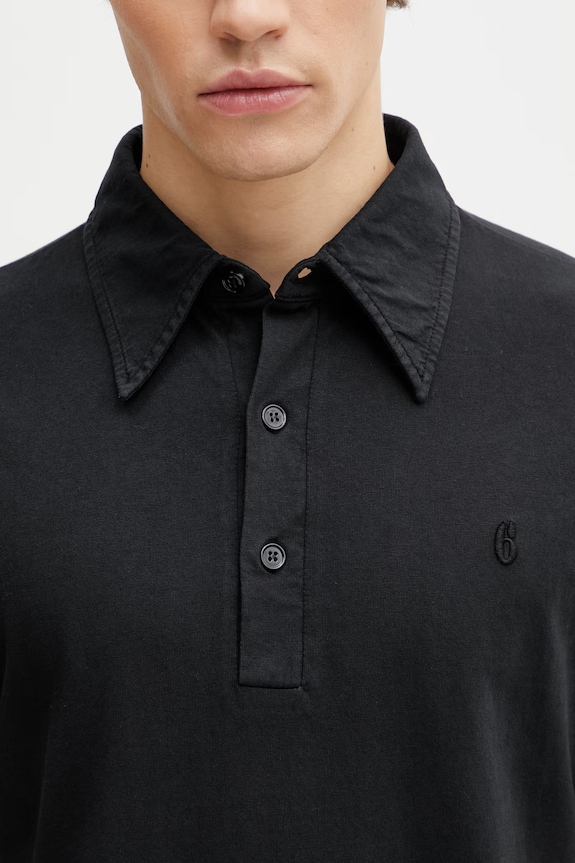 MM6 Maison Margiela polo shirt cotton Men's black SH2GL0011.M20108