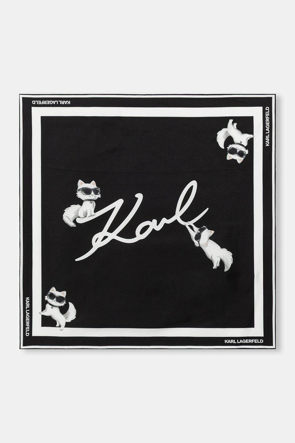 Μεταξωτό φουλάρι Karl Lagerfeld IKON ύφασμα μαύρο B1W33083