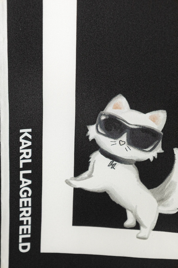 Μεταξωτό φουλάρι Karl Lagerfeld IKON B1W33083 μαύρο SS26