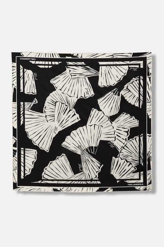 Svilena marama Karl Lagerfeld K/SIGNATURE tkanina crna B1W33023