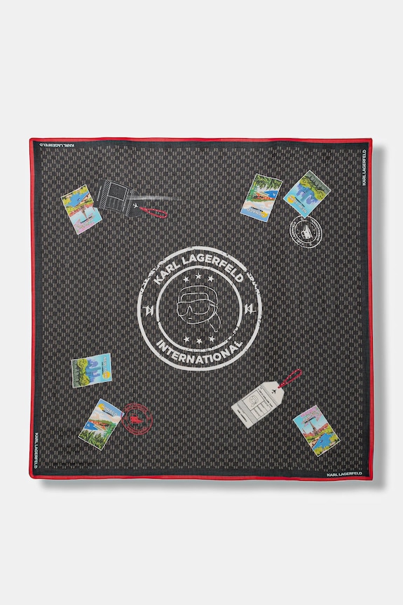 Karl Lagerfeld eșarfă de mătase IKON MONOGRAM panza negru B1W33032