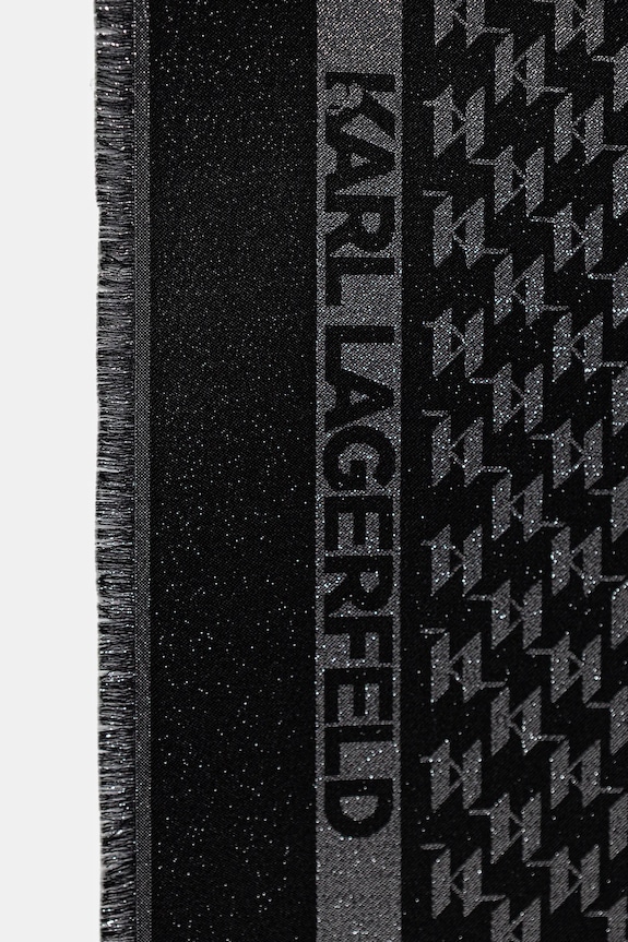 Karl Lagerfeld chusta z dodatkiem jedwabiu K/MONOGRAM B1W33026 czarny SS26