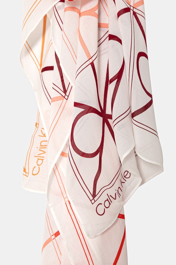 Calvin Klein šál dámsky z modalu LV04F8084G biela SS26