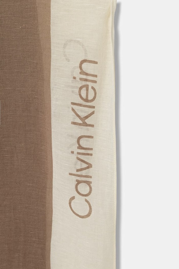 Calvin Klein szal damski z dodatkiem lnu LV04F9021G beżowy SS26