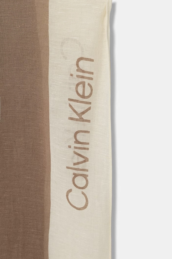 Calvin Klein szal damski z dodatkiem lnu LV04F9021G beżowy SS26