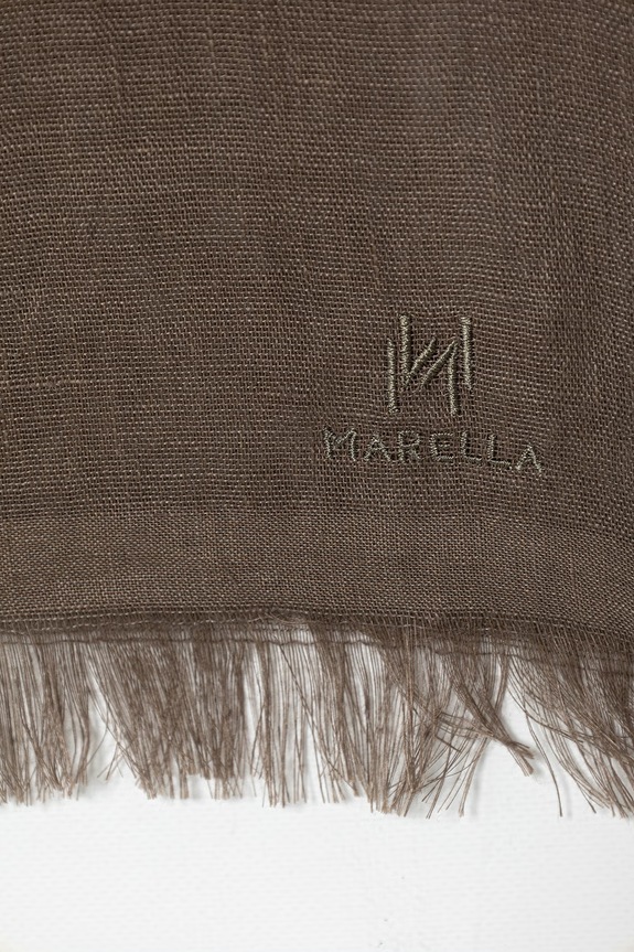 Marella szal damski lniany MLACOLONO 2613541027200 brązowy SS26