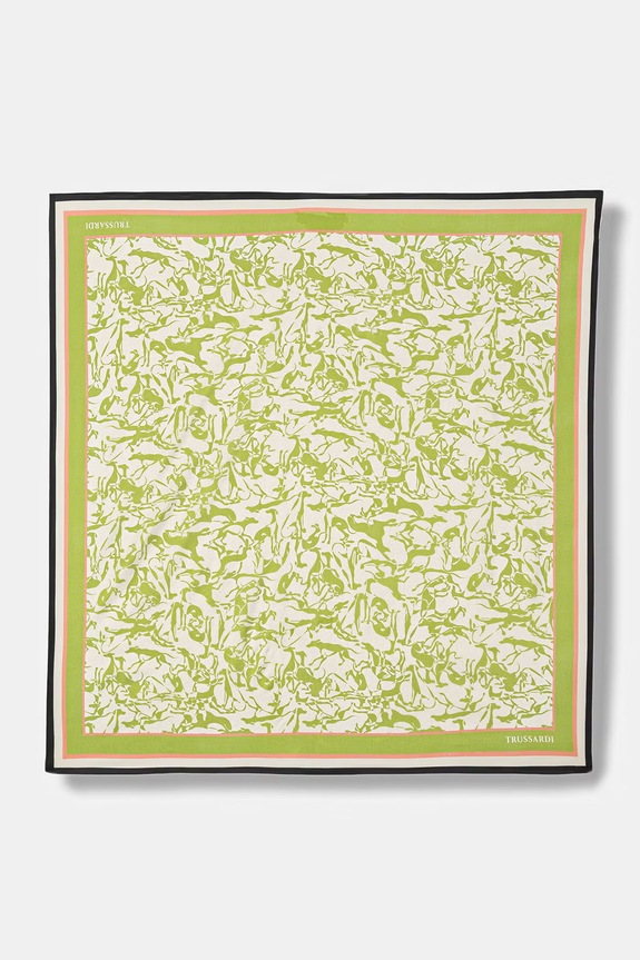 Trussardi eșarfă de mătase matase verde S007C000009N