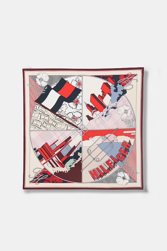 Tommy Hilfiger marama za žene svilena crvena AW0AW18332