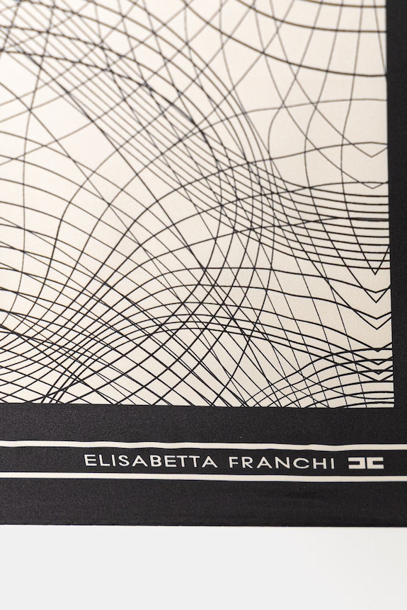 Elisabetta Franchi šatka dámska hodvábna FO17F62E2 čierna SS26