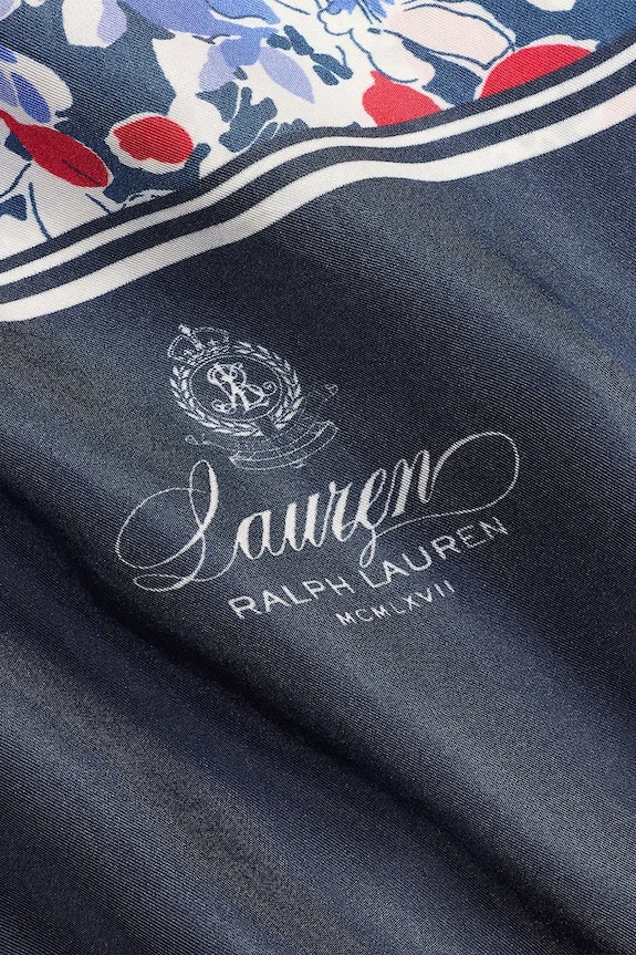 Doplnky Lauren Ralph Lauren šál dámsky hodvábny 454P14488 tmavomodrá
