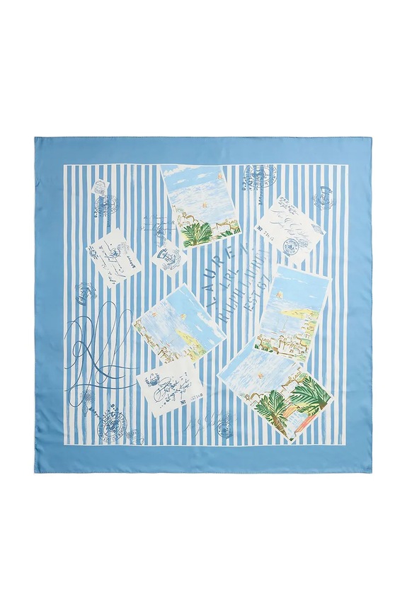 Lauren Ralph Lauren kratki svileni šal za žene 454P14501 plava SS26
