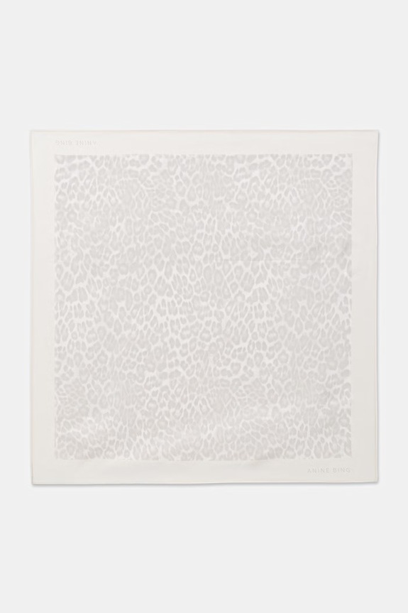 Anine Bing YORK SCARF - WASHED WHITE LEOPARD marama svilena za žene bež A.12.12400.MTL20