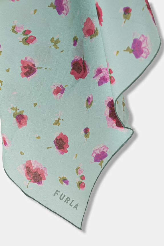 Doplnky Furla šatka dámska hodvábna WT00099.BX4039.TA600 tyrkysová