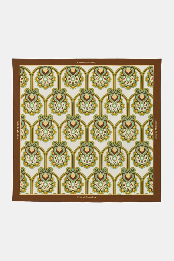 Drôle de Monsieur eșarfă din bumbac Foulard Tapisserie Florale cu modele verde J.BA023.CO262.GN