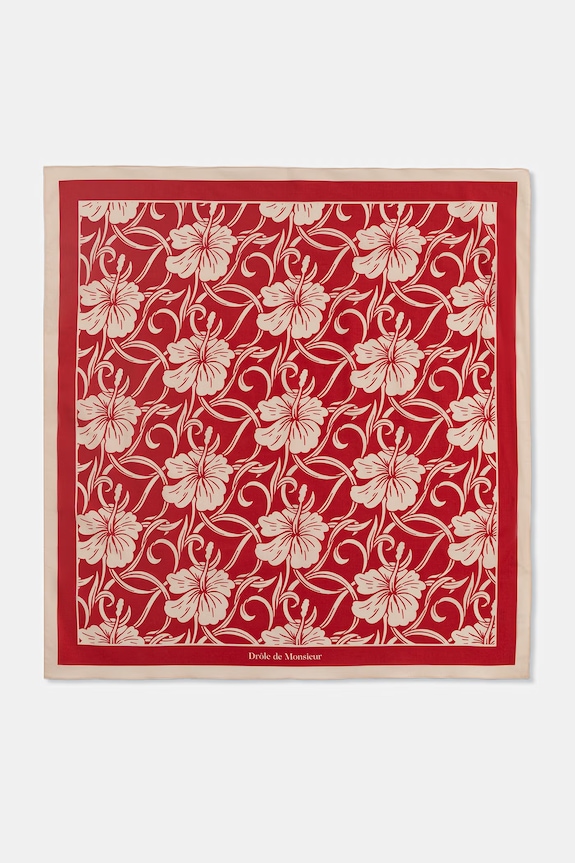 Drôle de Monsieur Monogramme Hibiscus neck scarf cotton Women's red K.BA028.CO128.RD