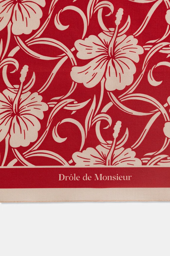 Drôle de Monsieur Monogramme Hibiscus neck scarf cotton Women's K.BA028.CO128.RD red SS26