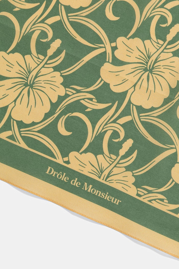 Drôle de Monsieur sciarpa da uomo in cotone Monogramme Hibiscus K.BA028.CO128.LGN verde SS26