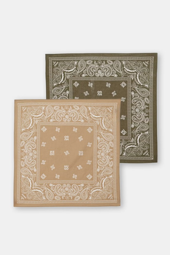 HUGO apaszka męska bawełniana 2Bandana_pack_M zielony 50561669