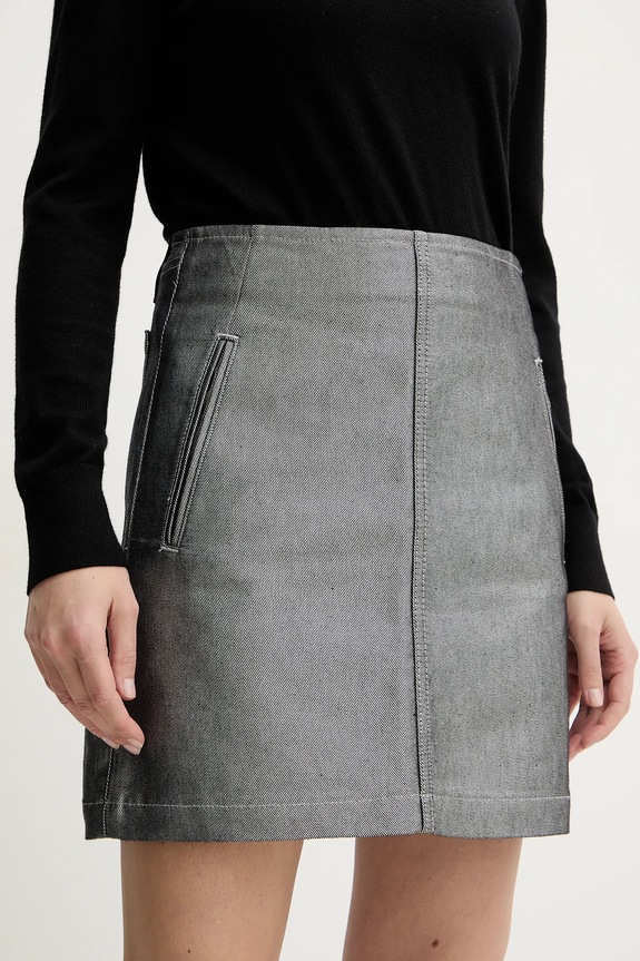 Rifľová sukňa Calvin Klein Jeans rifľovina sivá LV047E716G