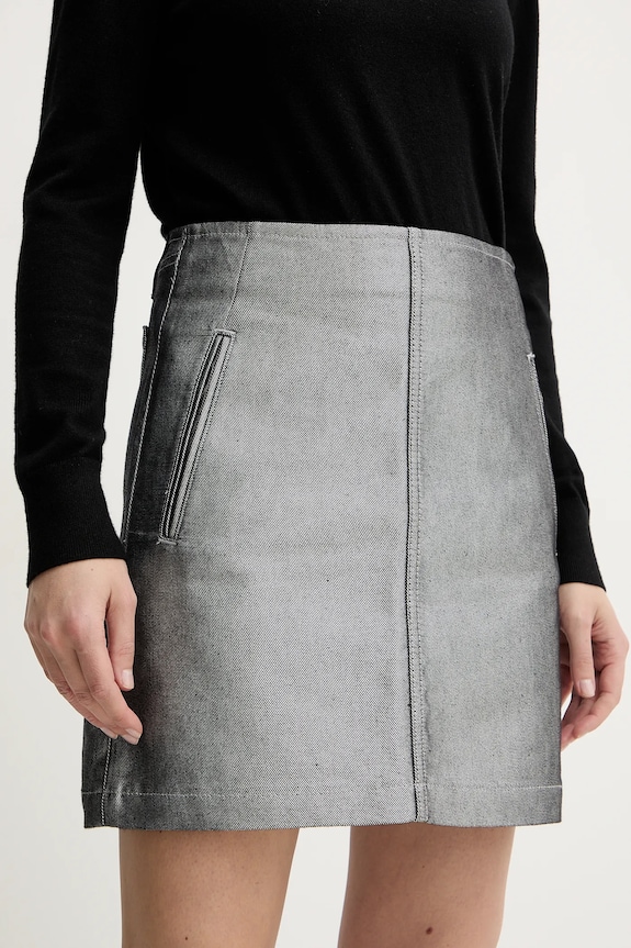 Rifľová sukňa Calvin Klein Jeans rifľovina sivá LV047E716G