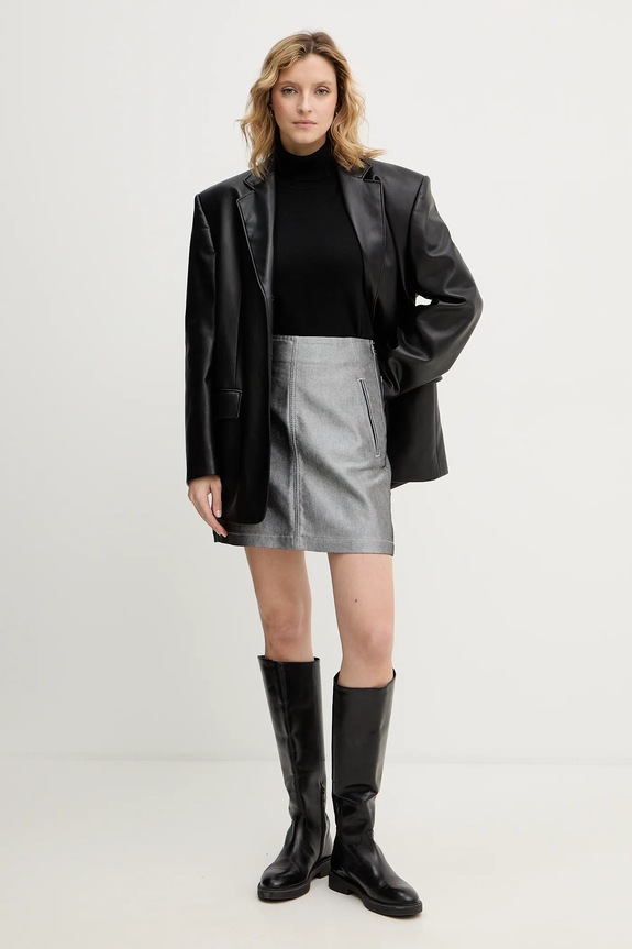 Rifľová sukňa Calvin Klein Jeans LV047E716G sivá SS26