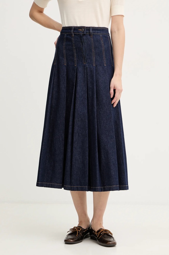 Rifľová sukňa Weekend Max Mara OVALE bavlna tmavomodrá 2615101071600