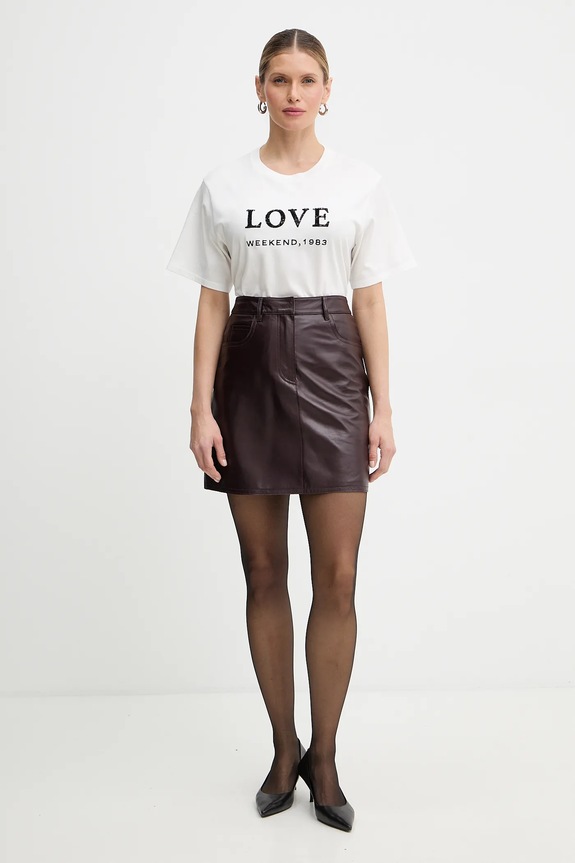 Kožená sukňa Weekend Max Mara ONCIA 2615401011600 burgundské SS26