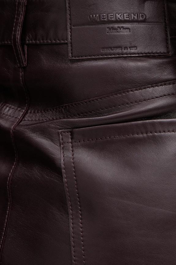 Kožená sukňa Weekend Max Mara ONCIA burgundské 2615401011600