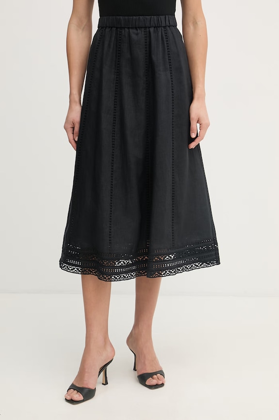 Weekend Max Mara φούστα λινό GERGO μαύρο 2615101012600