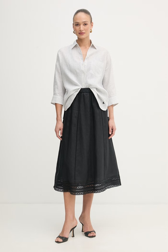 Weekend Max Mara φούστα λινό GERGO 2615101012600 μαύρο SS26