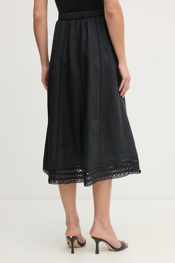 Ρούχα Weekend Max Mara φούστα λινό GERGO 2615101012600 μαύρο